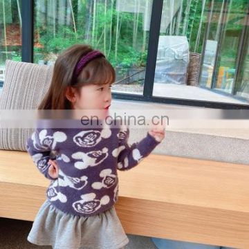 2020 autumn and winter new products children's clothing cartoon sweater pullover boys and girls purple tops Korean casual fan