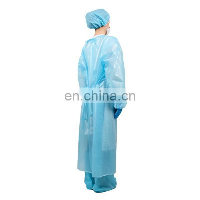 Disposable Non Sterile Fluid Resistant Isolation Gown PP+TPU Level 2
