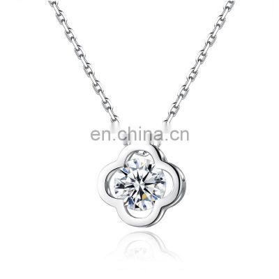 Rose Gold 925 Sterling Silver Four Leaf Cover Necklace Zircon Necklace