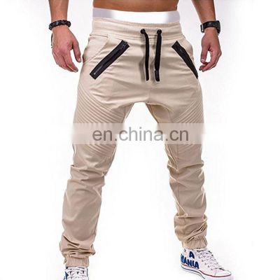 New Fashion Style Sustainable draw string pants zipper pocket striped mens joggers