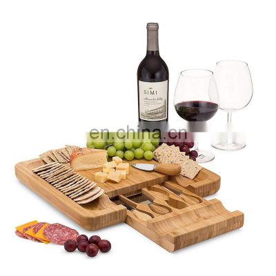 High quality hot sale Bamboo cheese cutting board for kitchen with cutlery set