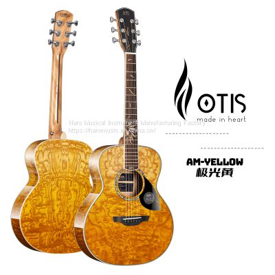 Otis brand D-MINI 36 inch sall size guitars single solid top acoustic guitar AM-yellow