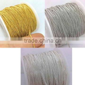 50 Yards Spool 1x2mm Plated On Tiny Curb Chain Trim For Necklace