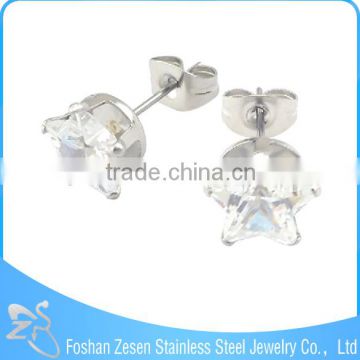 ZS20123 cheap wholesale surgical steel star zircon stud earrings stick earrings
