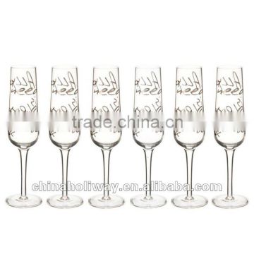 All you need set of 6 glasses, champagne glass with decal printing