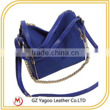 fashion blue metal chain long handle shoulder bag