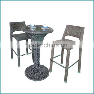2015 new design rattan dining round table and 2 chairs bistro stoolbar with Two 2years warranty JJBT-18TC