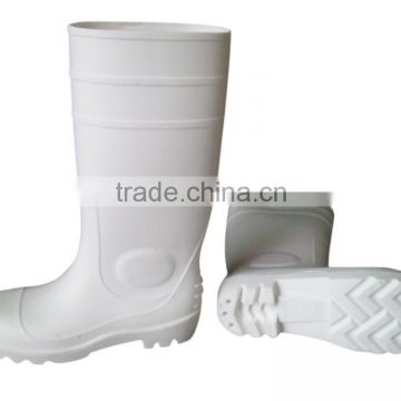 White PVC wellington boots with steel toe