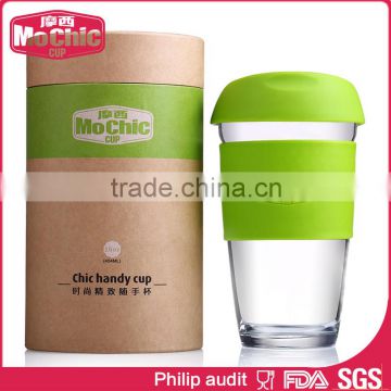 Hot Selling Mochic 16OZ/454ML Handy BPA free Plastic Tritan Coffee Cup with Silicone Cap & Sleeve