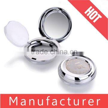 Custom round silver empty cosmetic powder compacts