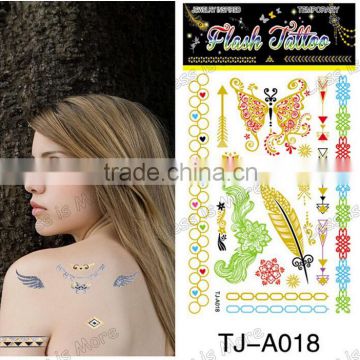 many designs colorful feather tataoo sticker waterproof tatoo sticker for body