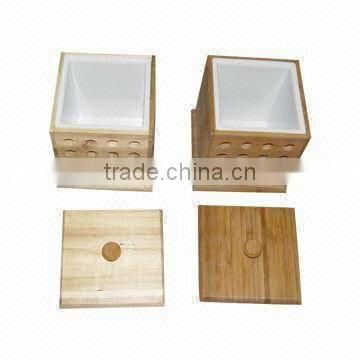 wood or bamboo Canister ---- Made from Plastic container + wood or bamboo frame.