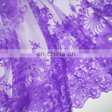 2016 high qualiy soft tulle fabric beaded tulle fabric with flower embroidery fulle fabric for nigeria wedding party