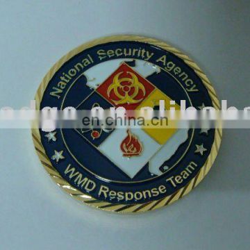 2015 hot selling Manufactory OEM National Security Agency military challenge coin, custom gold enamel souvenir collection coin