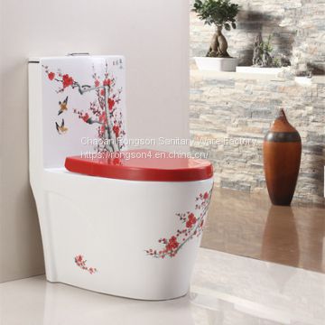 Bathroom good sale hand painting ceramic siphonic one piece toilet