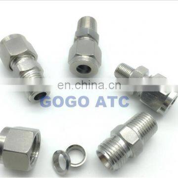 ZG 1/2'' male thread, O.D 1/4 inch hard tube stainless steel union fittings pipe fittings steel tube clamp fittings