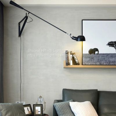 Black White wall lamp Long Rod Rocker Adjustable wall lamp Industrial light living room dining room Wall sconce