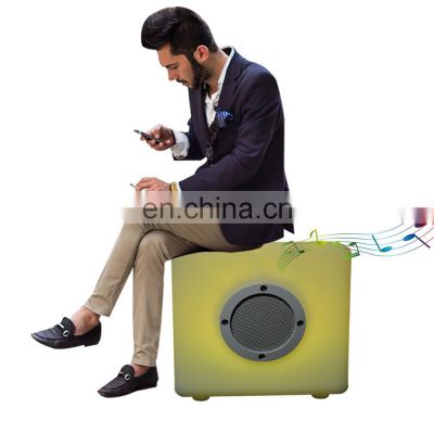 Professional  Multi-function rechargeable cordless Portable plastic music speaker with led lighting cube chair led sound speaker