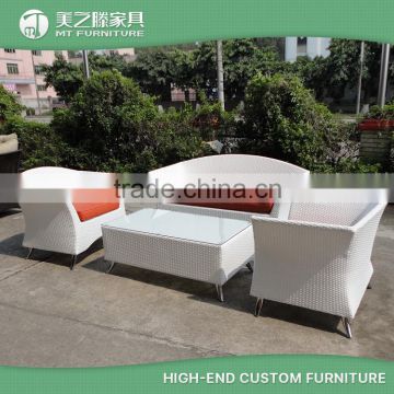 UV-resistace outdoor wicker furniture modular white rattan sofa set with 4 pieces                        
                                                Quality Choice