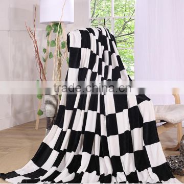 fashion grid stripe flannel blanket