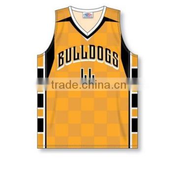 100% Polyester Custom Sublimated V-Neck Bulldogs Pro Cut Basketball Jersey / Shirt