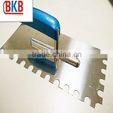Notched Stainless Steel Plastering Trowel with Wooden Handle