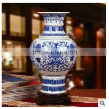 Hand paint flower blue and white vases for home decoration