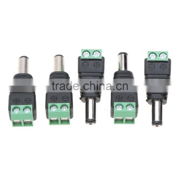 5.5mm 2.1mm DC Power Male Plug Adapter Connector for 5050 3528 5730 5630 LED Strip G4 Bulb 5 PCS/Pack