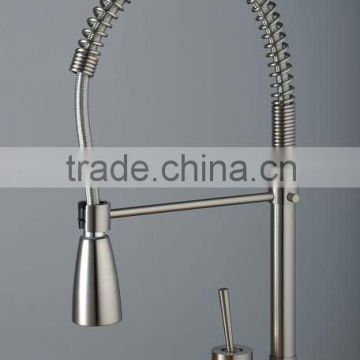 Bibcock Pull Out Kitchen Mixer,Nickle Brushed Brass Kitchen Sink Faucet,Kitchen Mixer Tap QH0747S