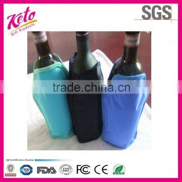 Nylon taffeta fabric wine bottle cooler bag with Solid gel