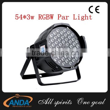 Super Bright 54W*3w RGBW LED Par Can Stage Light Wedding Light DJ Bar