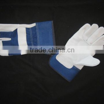 Cow split leather full palm blue leather working glove