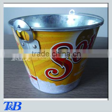 metal tin pail with beer bottle opener