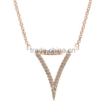Unique triangle necklace fake gold jewelry 3A cz pendant wholesale