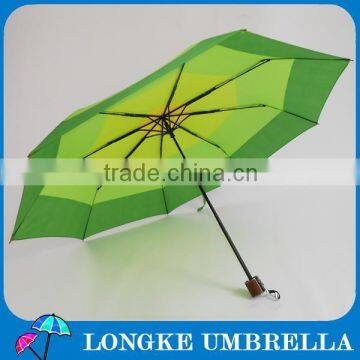 [FM3206]High quality 3 folding umbrella Natural color green umbrella