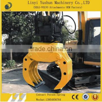 Rotary Hydraulic Excavator Wood Grab, Small Log Grapple For Sale