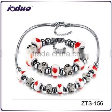 New Design Charm Heart Stainless Steel Necklace And Bracelet Jewelry Sets