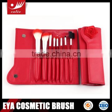7pcs Animal and Nylon Hair Shiny Red Wood Handle Mini/Gift Cosmetic Brush Set