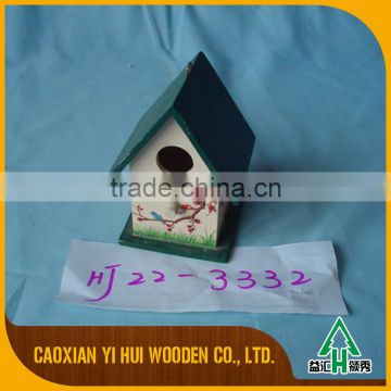 Decorated Natural Color Wooden Bird House Feeder