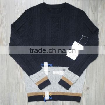 Three colors jacquard round neck pullover casual men knitted sweater men