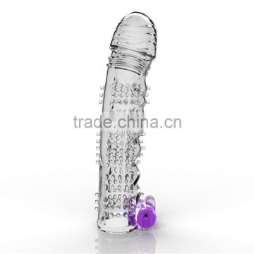 Reusable Spike Clitoral Stimulation G Spot Crystal Sex Toy Penis Sleeve Condom