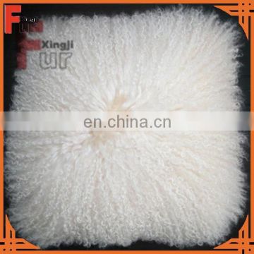 Natural color top quality fur Mongolian lamb fur cushion