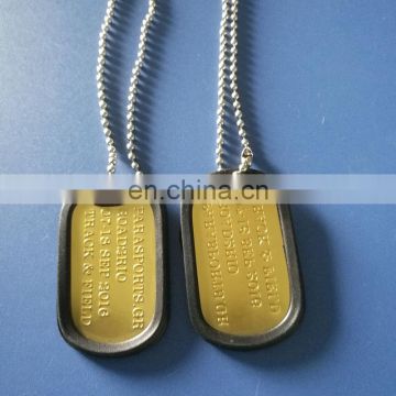 round corner gloss gold dog tags necklace for men