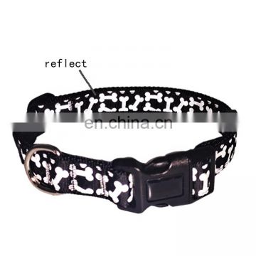 Amazon hot selling dog collar and leash set reflective bone pattern fashion collar and leash