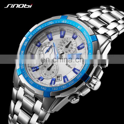 SINOBI Luminous Watch Stainless Steel Band Quartz Watches For Mens Watch Montre Homme S9720G Jam Tangan Pria