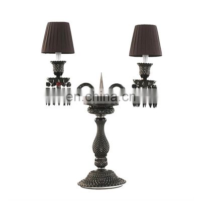 Indoor Modern Hotel Home Bedisde Desk Lamp Black 2 Light Table Lamp With Shade