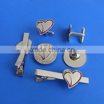 saudi arabia red heart emblem metal lapel pins, metallic tie clips and cufflinks