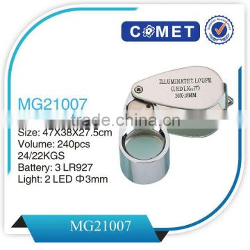 MG21007 folding LED Illuminated jewelry loupe,acrylic magnifying lens