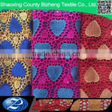 African guipure lace fabric 2016 cord lace with stones
