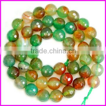 KJL-BD8001 8mm Faceted Red and Green Dream Round Agate Beads